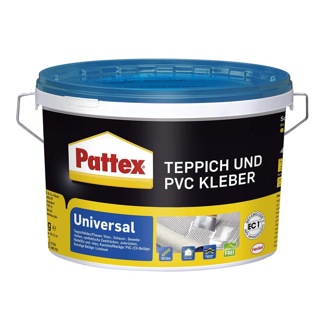 Pattex Teppich und PVC Kleber Universal, starker Kleber für PVC-Beläge & Teppiche, Teppichkleber für