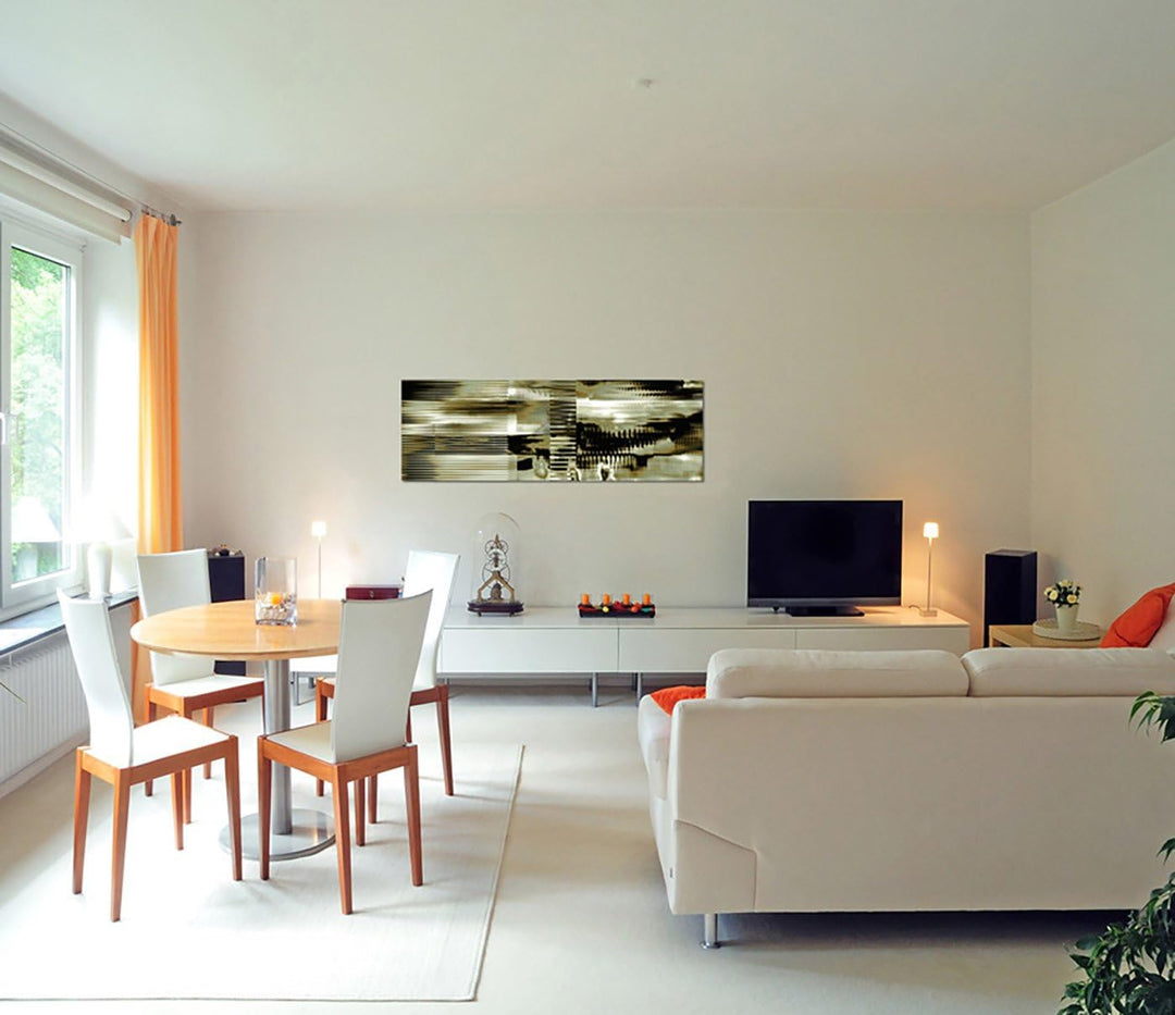 Paul Sinus Art Panoramabild auf Leinwand und Keilrahmen 150x50cm Hintergrund abstrakt grün weiss sch