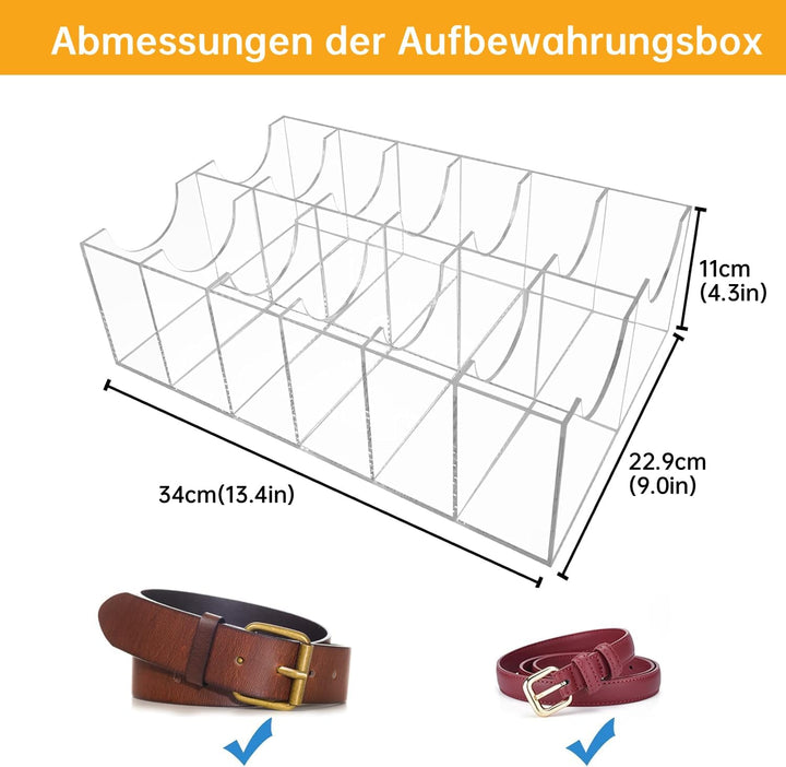12 Gürtel Aufbewahrung, gürtel aufbewahrung für Herren, Gürtel Organizer Acryl Transparente Gürtel-V