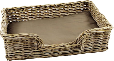 Kobolo Hundekorb Hundesofa aus stabilem Rattan geflochten inkl. Kissen 81x62x21 cm