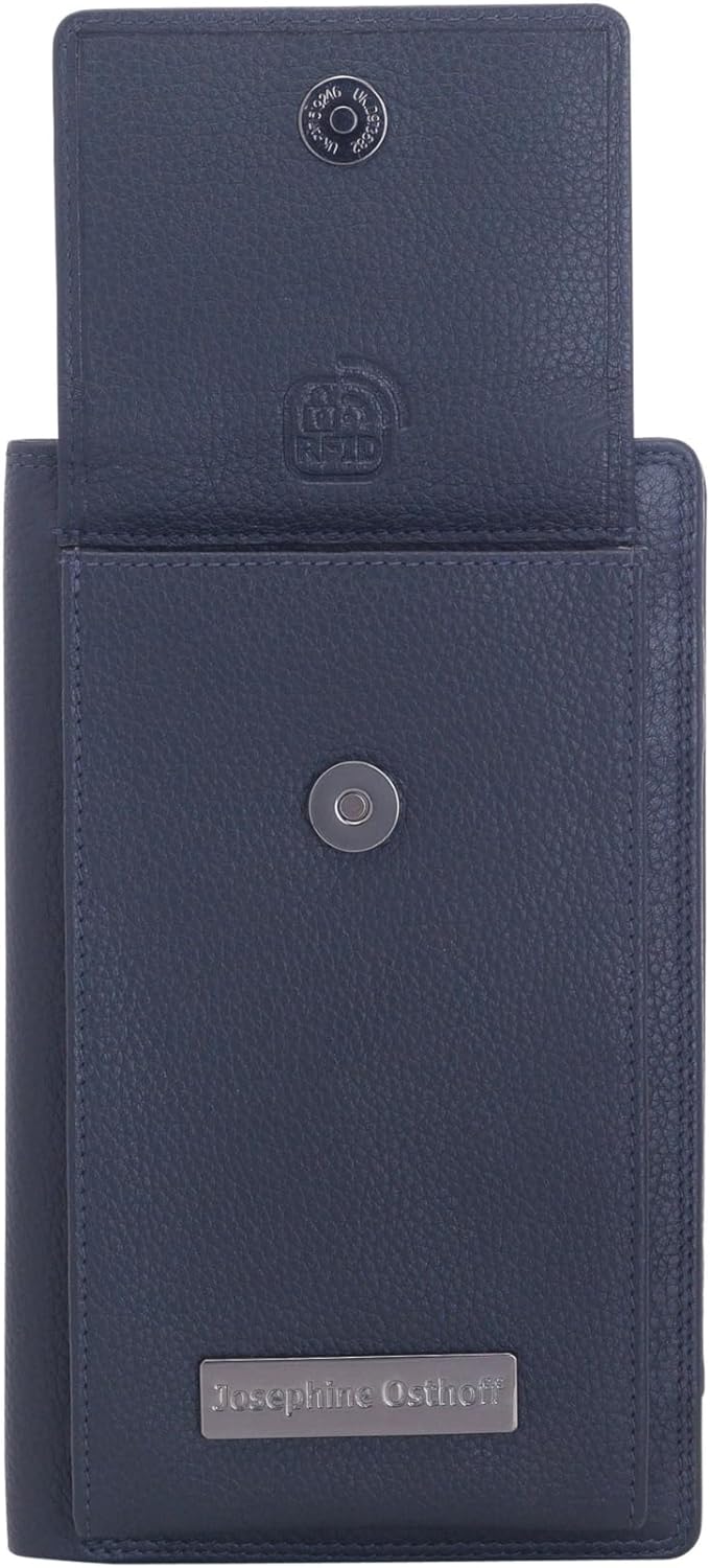 Josephine Osthoff Handy Umhängetasche mit Geldbörse, handgemacht aus 100% Echtleder, Clutch für Dame