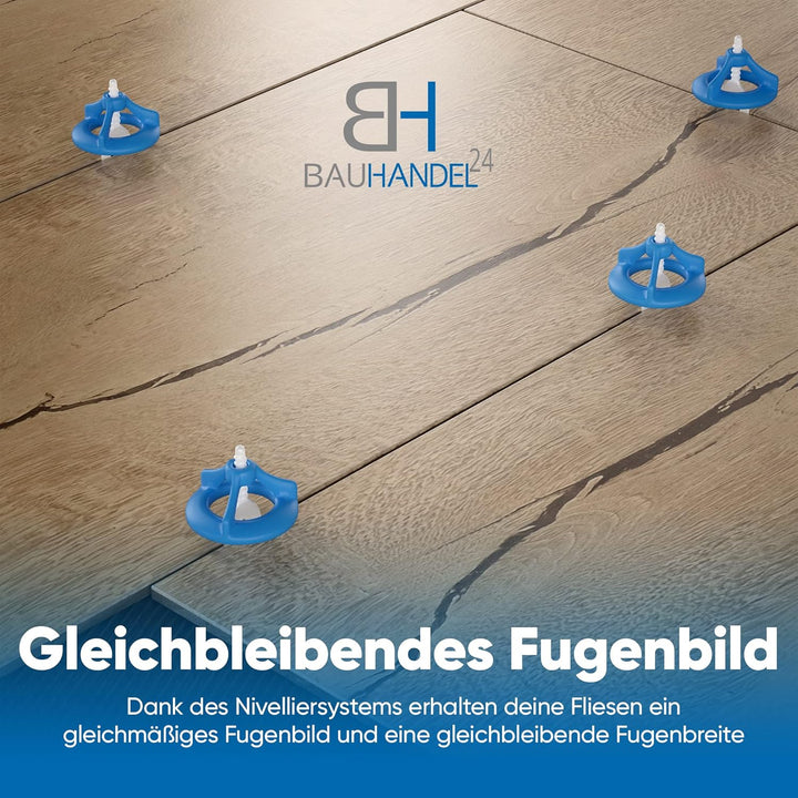 Bauhandel24 - Fliesenverlegehilfe 1mm, 1000 Gewindelaschen, Nivelliersystem, Verlegehilfe, Zuglasche