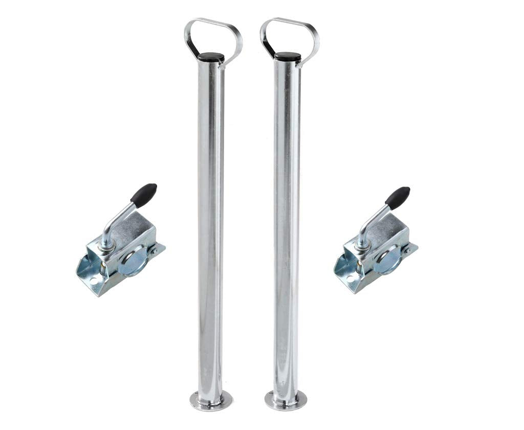 Anhänger Stützen Set 700 mm inkl. Klemmschelle (300 kg Stützlast/Stütze)| Anhängerstützen mit Halter