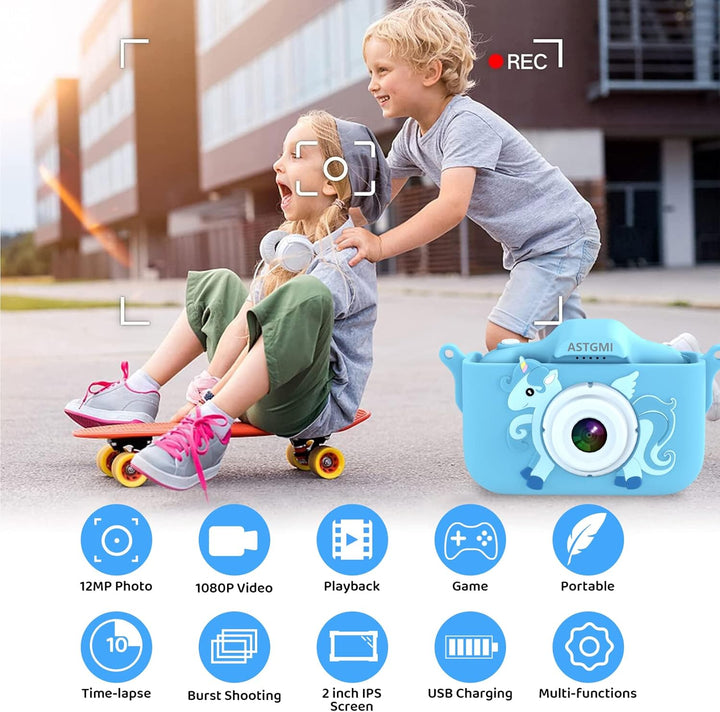 ASTGMI Kinderkamera 2,0 Zoll Kinder Digitalkamera, Minikamera Kinder wiederaufladbar Camcorder Gesch