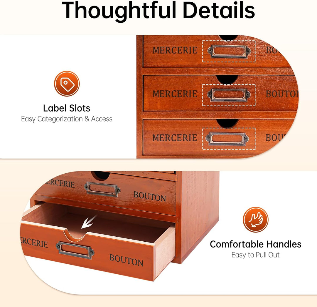 Rollcontainer |Aufbewahrungsschrank 5 Ebenen |Schreibtisch-Organizer aus Holz | Kiefernholz | Retro-