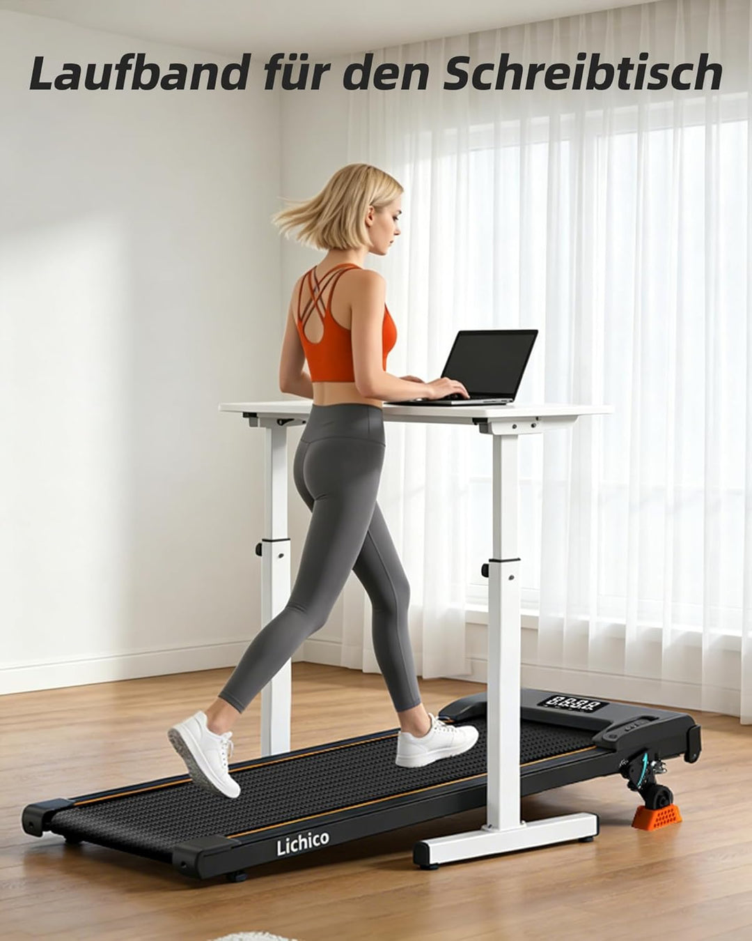 Lichico 3-in-1 Walking Pad mit 0-9% Steigung, Laufband für Zuhause Klein, platzsparendes Heimtrainin