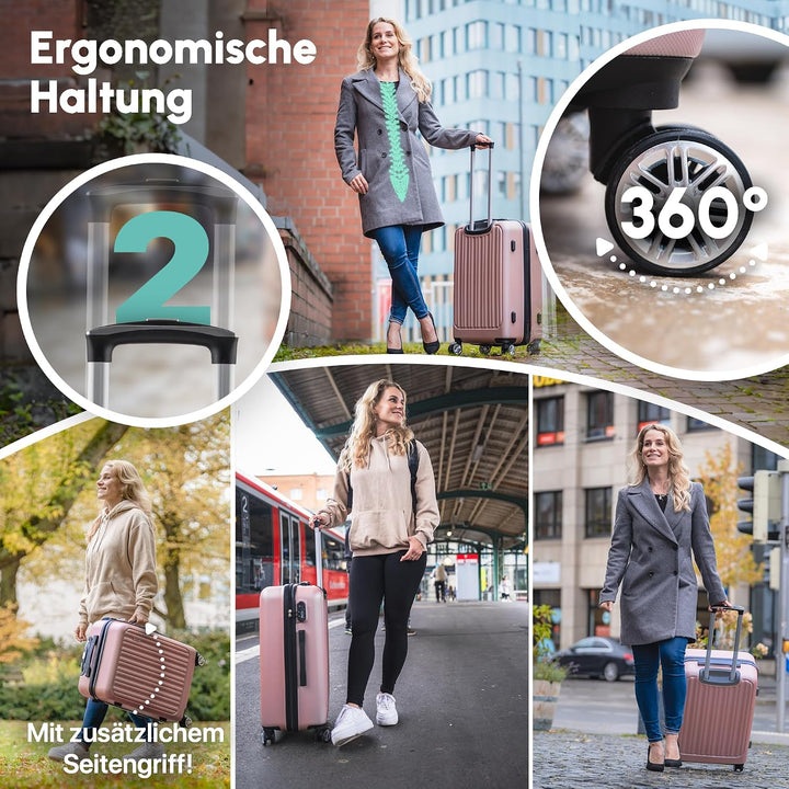 Easy Move ABS Hartschalenkoffer [ERGONOMISCH &amp; SICHER] - Grosser Trolley Koffer mit 360° Rädern, Zah