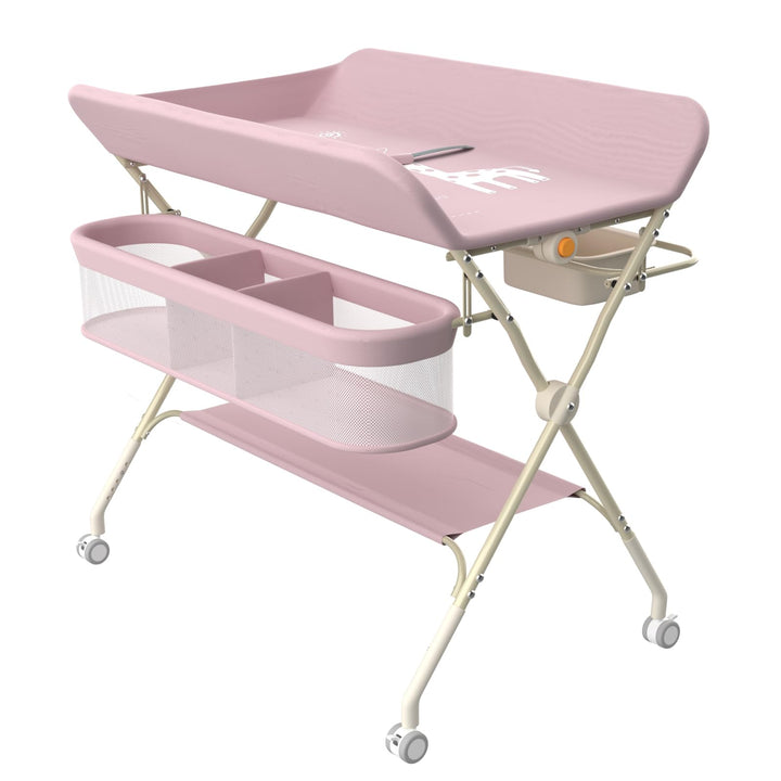 OHMG Wickeltisch für Babys,tragbarer klappbarer Wickeltisch mit Rollen,Mobile wickeltisch klappbar,w
