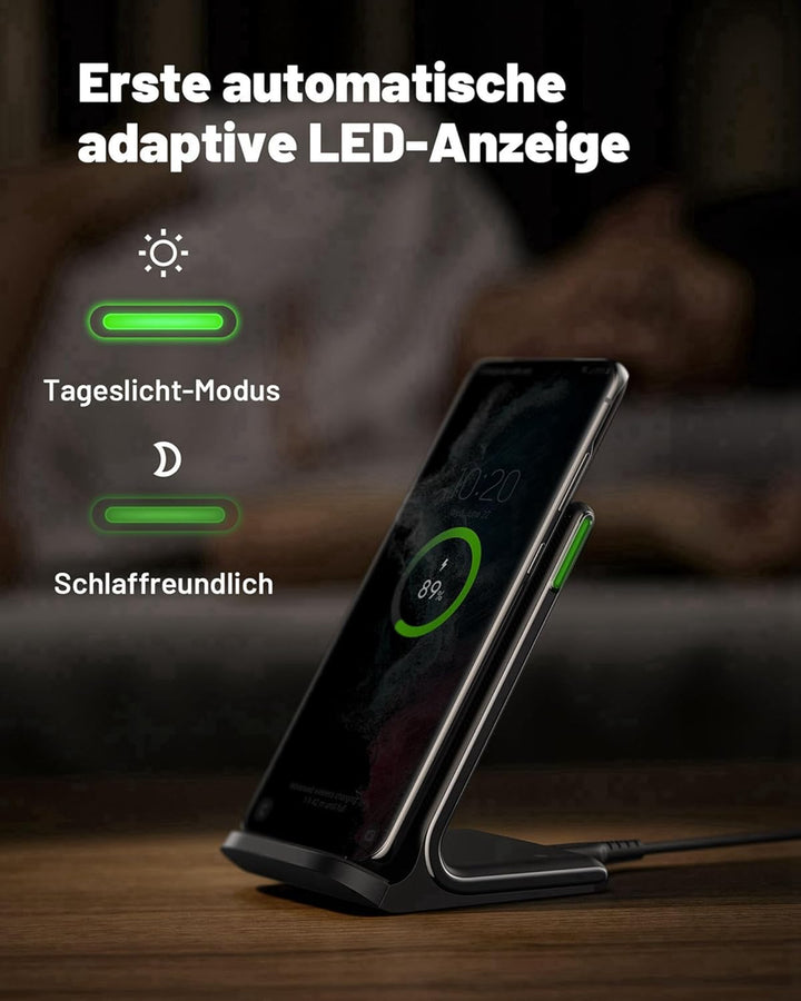 INIU Wireless Charger Stand, 15W Qi Zertifiziert Induktive Ladestation Schnelles Kabelloses Ladegerä
