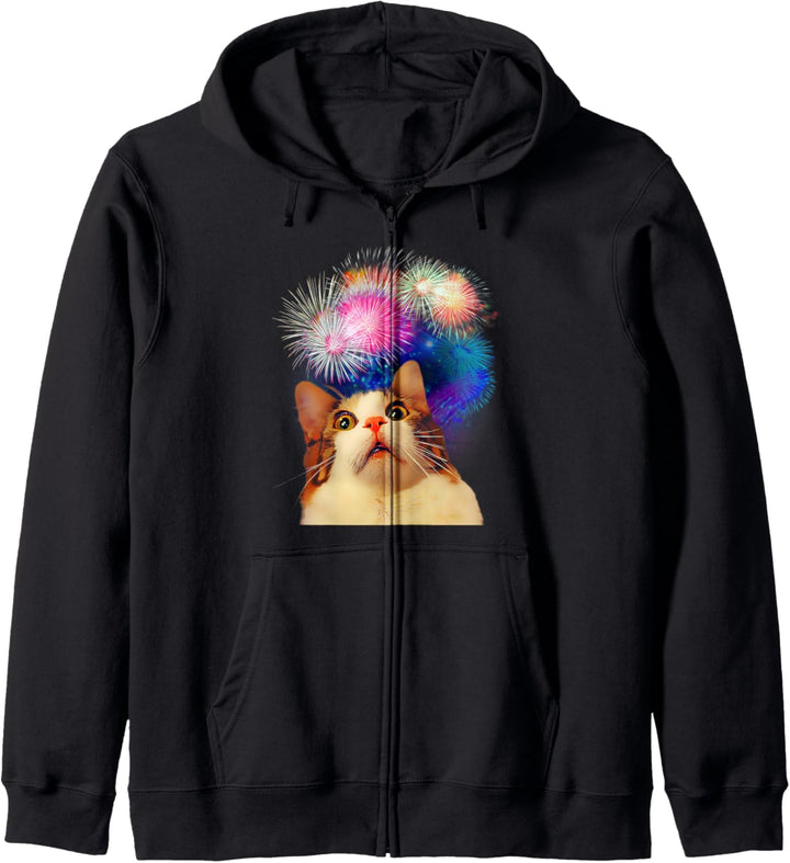 4. Juli Feuerwerk Inthralled Cat Kapuzenjacke
