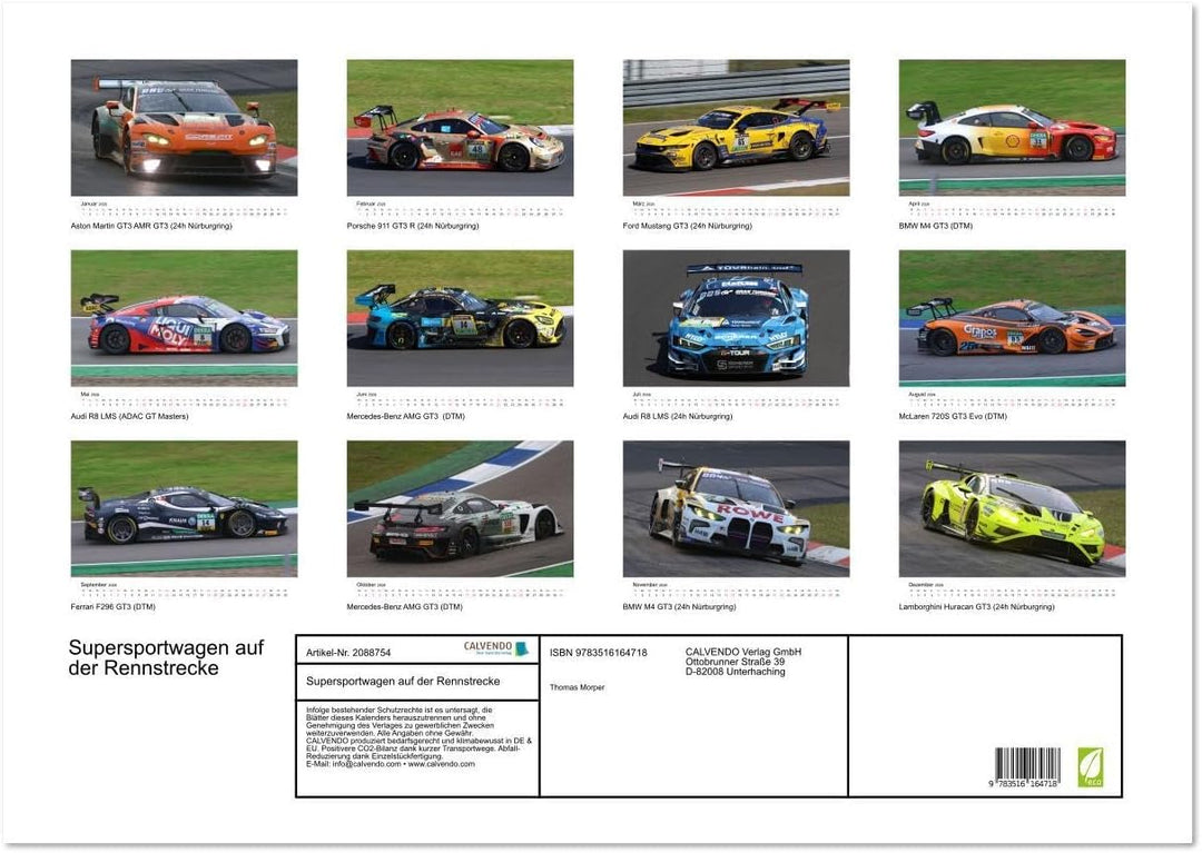 Supersportwagen auf der Rennstrecke (Wandkalender 2026 DIN A2 quer), CALVENDO Monatskalender: Bilder