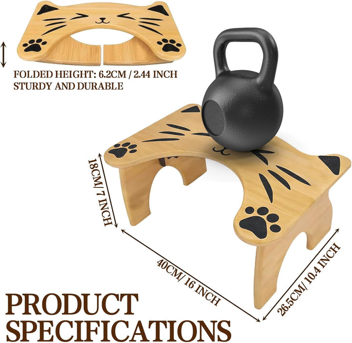 Toilettenhocker Holz, Faltbarer Toilettenhocker mit Katzendesign, Rutschfester Badezimmer-Tritthocke