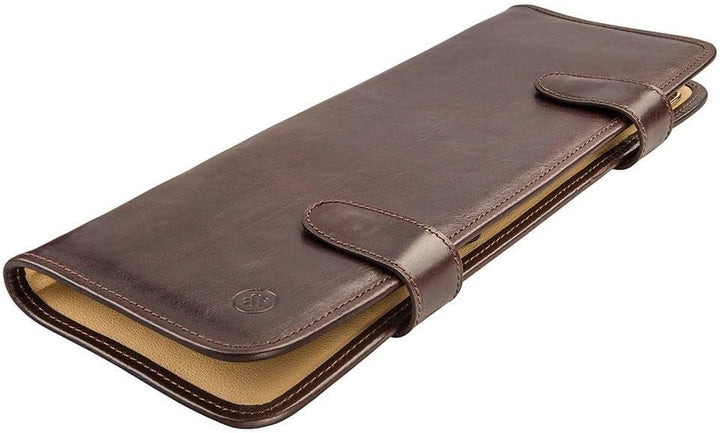 Maxwell Scott Handgefertigtes Herren Leder Krawattenetui Tivoli in Dunkelbraun, Dunkelbraun