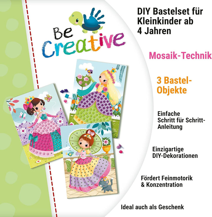 Ravensburger BeCreative Mosaic Princess - Bastelset für Kinder ab 4 Jahren, Mosaikbilder basteln für