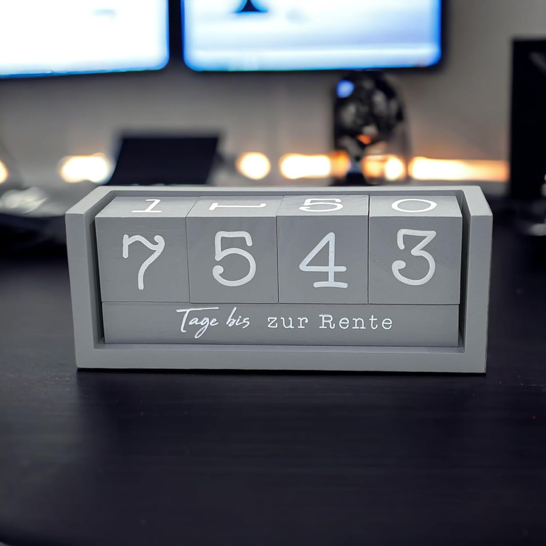 Jahres Countdown Kalender Würfel aus Holz mit Themenleiste - Dauer-Jahre-Tisch-Kalender - Lückenlose