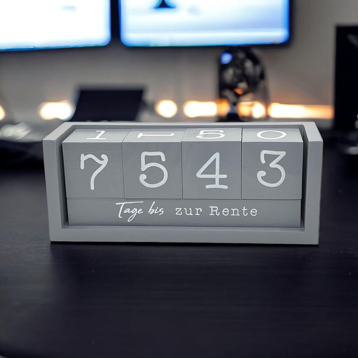 Jahres Countdown Kalender Würfel aus Holz mit Themenleiste - Dauer-Jahre-Tisch-Kalender - Lückenlose