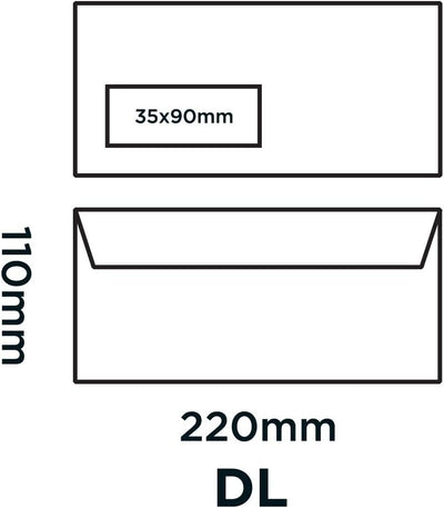 Blake Premium Office 32216 Briefumschlag Haftklebung Mit Fenster Ultra Weiss Wove DL 110 × 220 mm 12