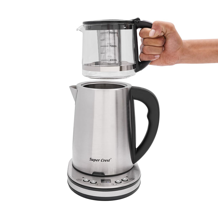 Wasserkocher Set 2,5L+1L, 1500W, Glas-Doppelkocher mit LCD Display, Warmhaltefunktion 70-85°C, Edels