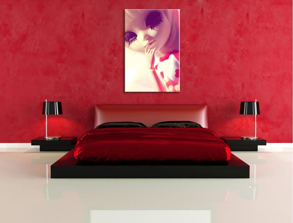 hübsches Pullip-Püppchen mit sehr langen Wimpern Leinwand, XXL riesige Bilder fertig gerahmt mit Kei