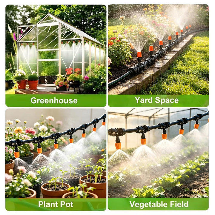 Bewässerungssystem Garten 20M, Sprühnebel Kühlung Terrasse mit 20 Düsen Wasserzerstäuber, Outdoor Ne