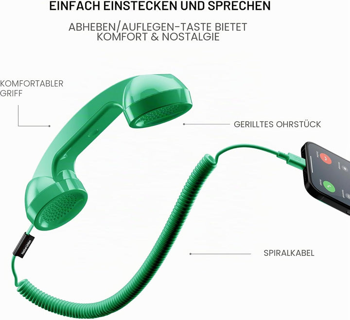 Native Union Pop Phone – Retro-Telefonhörer mit Mikrofon &amp; Lautsprecher, USB-C für iPhone, iPad, Lap