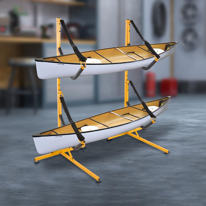 2er-Pack Kajakständer, 73x62,3x142cm Freistehender Kajak-Lagerungsregal Faltbarer Kajak-Bodenaufbewa