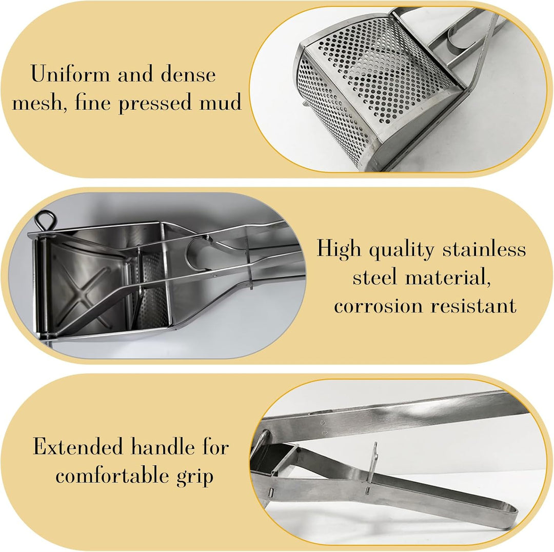 HhBdy Kartoffelpresse, Kartoffelstampfer Edelstahl Kartoffelquetsche Ergonomisch Stampfer Küche Mult