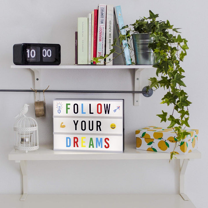BONNYCO Light Box A4 mit 400 Buchstaben, Emojis, 2 Stifte, Ä Ö Ü ss Enhalten. Led Lichtkasten Buchst