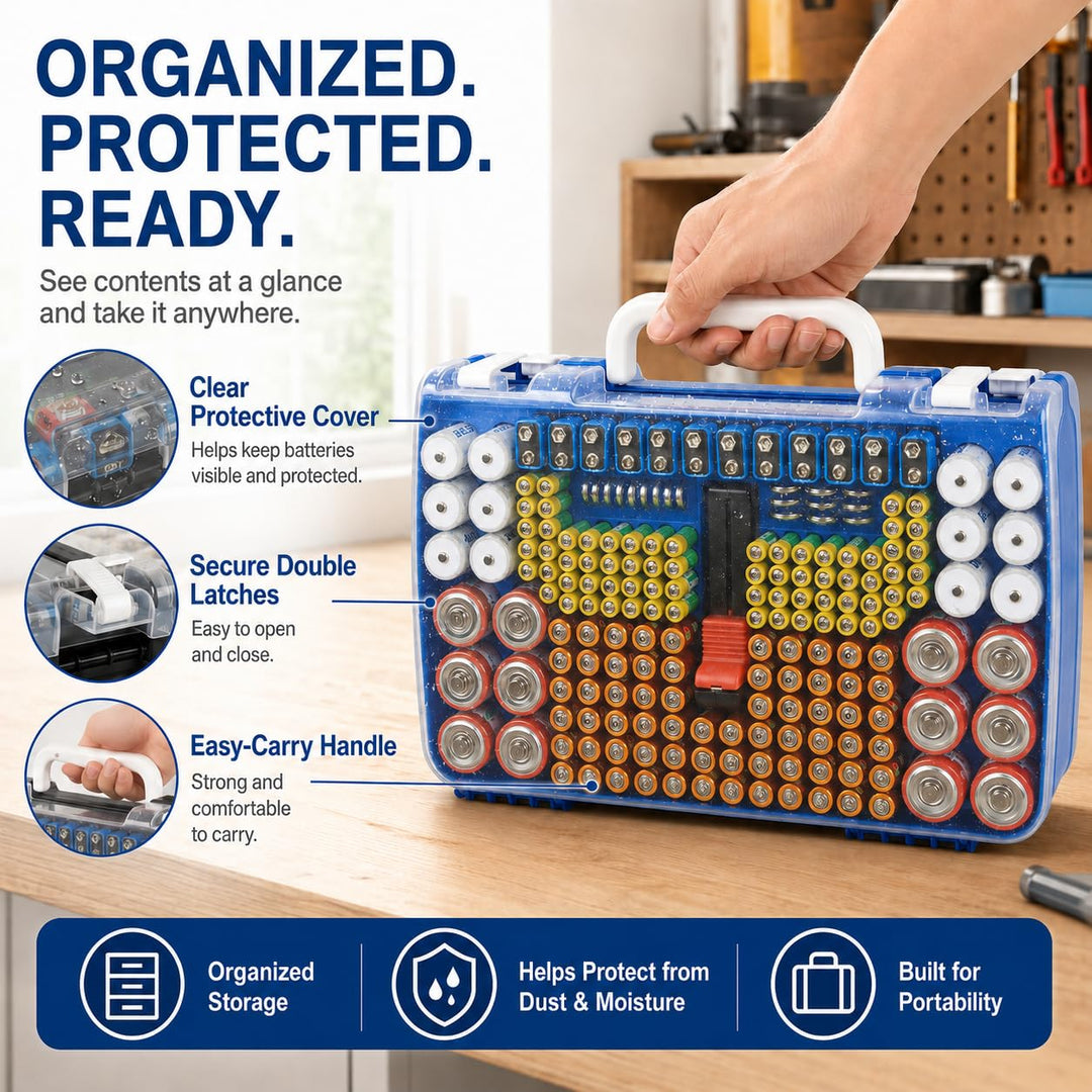 Batterie Aufbewahrungs Organizer mit doppelseitiger Batteriebehälter für 269 Stück AA AAA AAAA 3A 4A