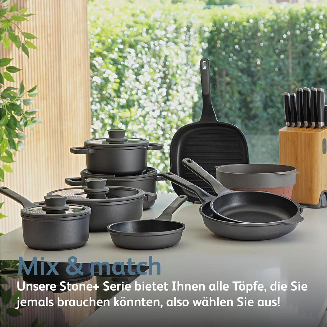 Berghoff LEO STONE Aluguss Kochtopf mit Antihaftbeschichtung 24x14 cm Schwarz 24x14cm - 5,60l, Schwa