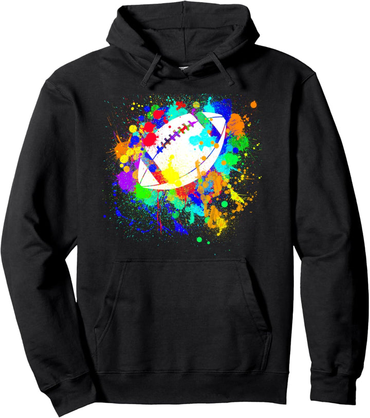 American Football Logo vintage Football mit Farbklecksen Pullover Hoodie