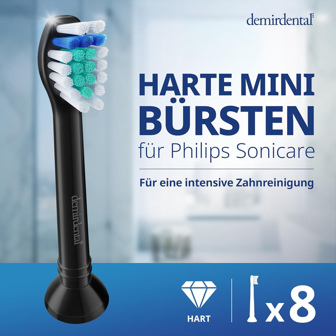 8er demirdental Ersatzbürsten passend für Philips Sonicare, Mini Hart Aufsätze & Aufsteckbürsten, Ha