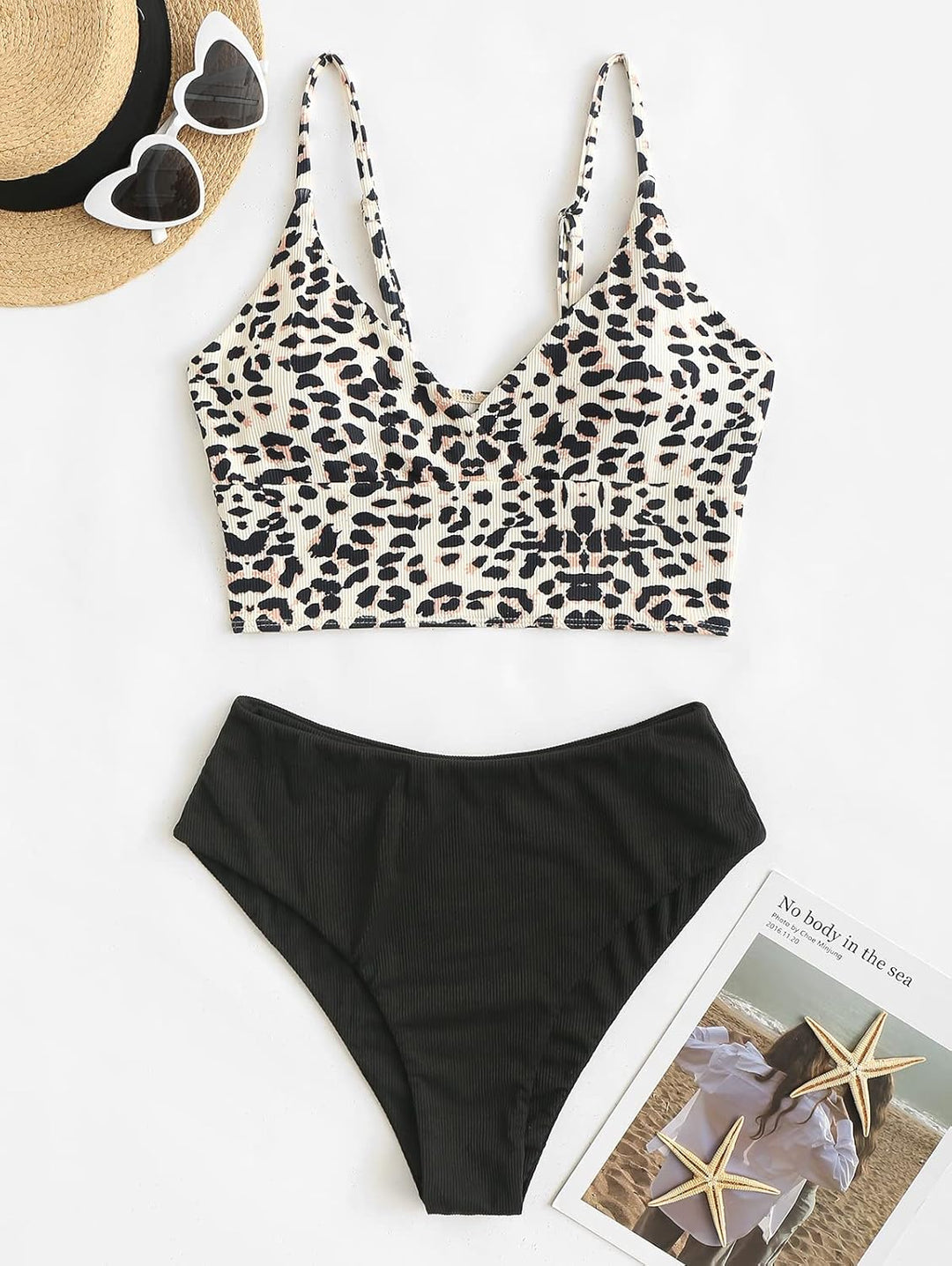 ZAFUL Gerippt Fest Chorhemd Hohes Bein Schnitt Hohe Taille Tankini Set Gepolstert Zwei Stücke Badean