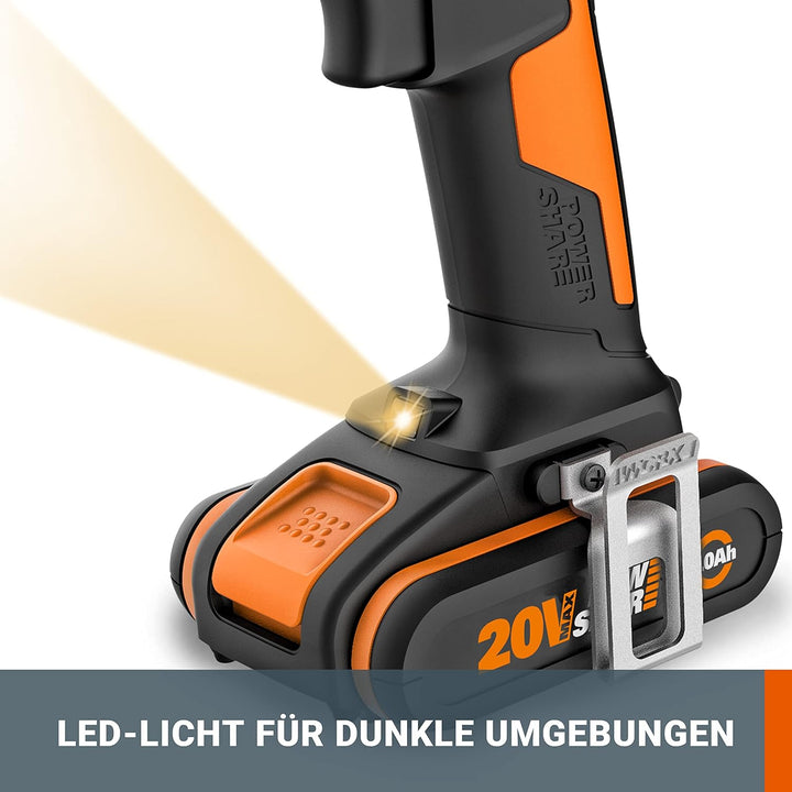 WORX WX100 Akku Bohrschrauber 20V – leistungsstarker Akkuschrauber zum Bohren und Schrauben – 20+1 D