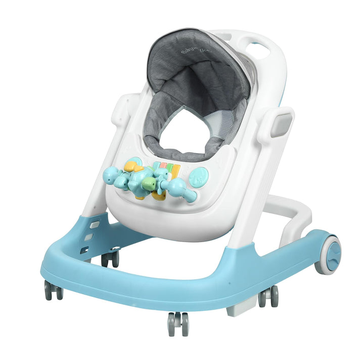 Lauflernhilfe 4 in 1, Drehspiess mit Tablett für musikalische Aktivitäten, für Babys, mit interaktiv