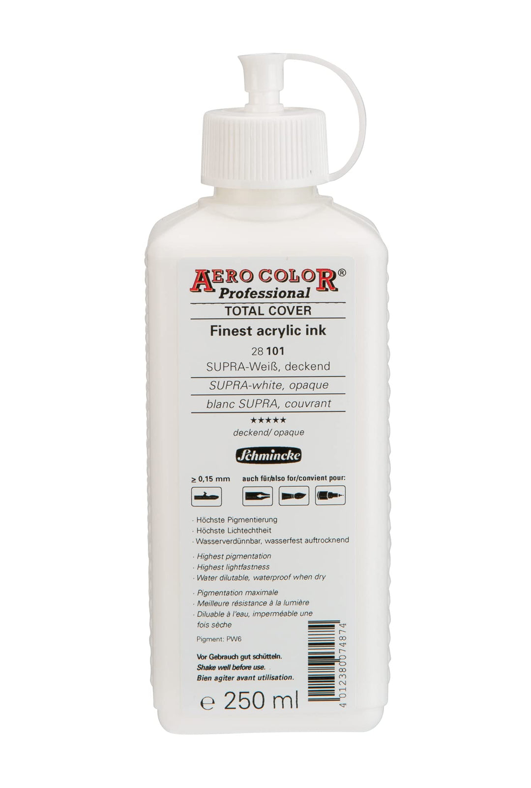 Schmincke - AERO COLOR Professional, SUPRA-Weiss, deckend 250 ml, 28101027, feinst-flüssige, farbsta