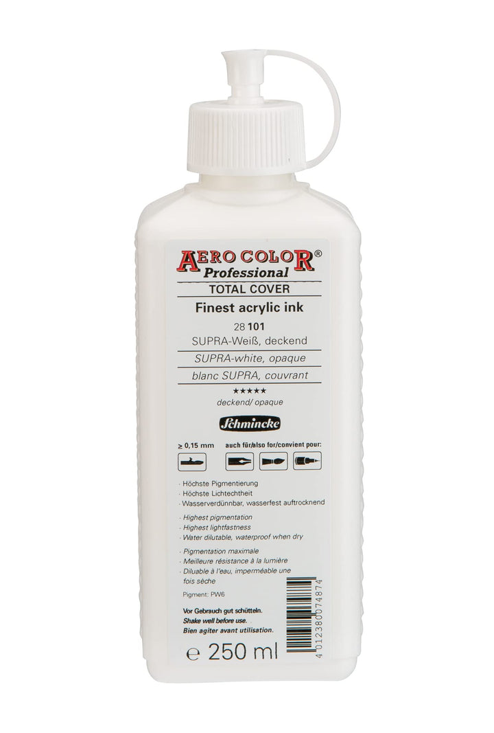 Schmincke - AERO COLOR Professional, SUPRA-Weiss, deckend 250 ml, 28101027, feinst-flüssige, farbsta