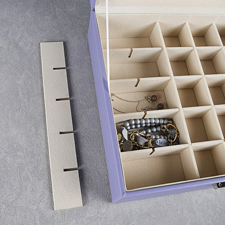 Frebeauty Ohrring-Organizer, klassische Schmuckschatulle, 50 Fächer, doppellagig, Schmuck-Aufbewahru