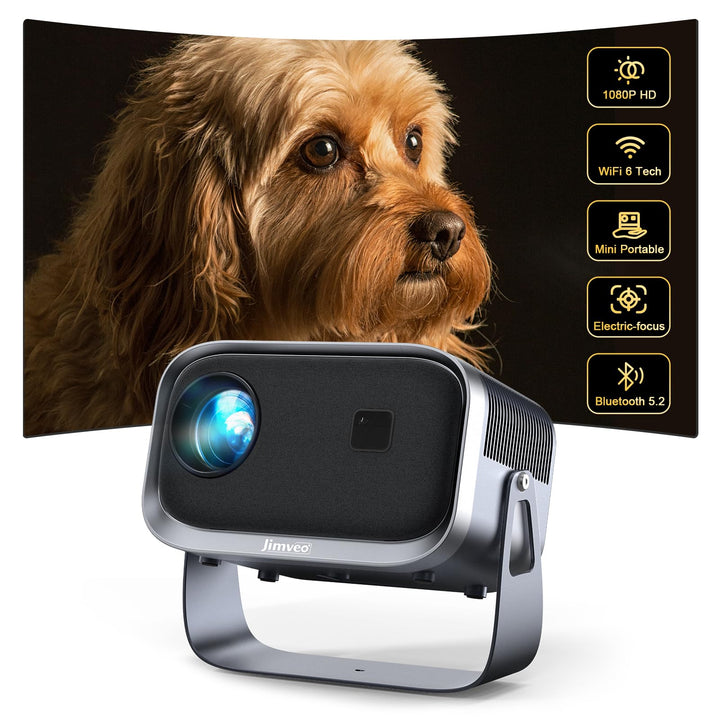 Beamer【360° Rotating & Elektrischer Fokus】 25000L 1080P HD Mini Beamer Handy WiFi6 Bluetooth Projekt