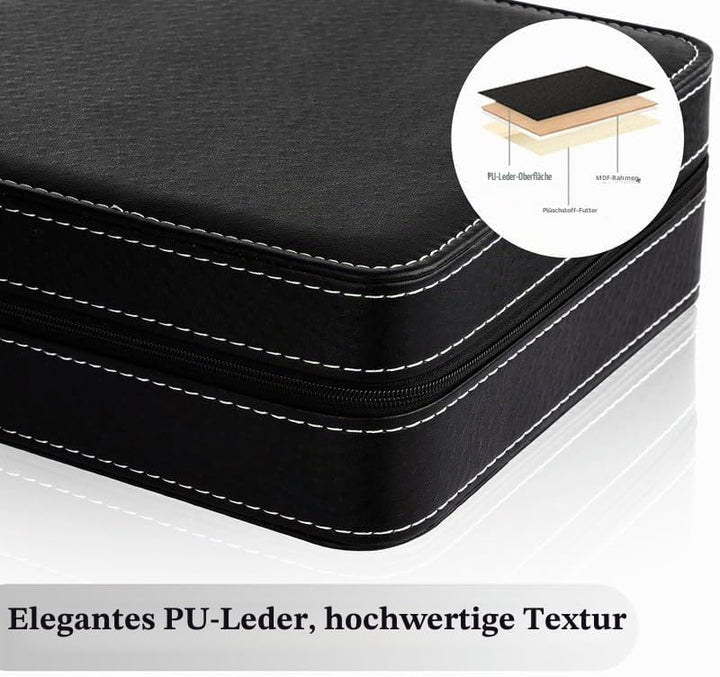 OSVINO Uhrenbox 6/10/12 Uhren Herren Schwarz Uhrenkasten Uhrenkissen aus Samt, Reise Schmuckkästchen