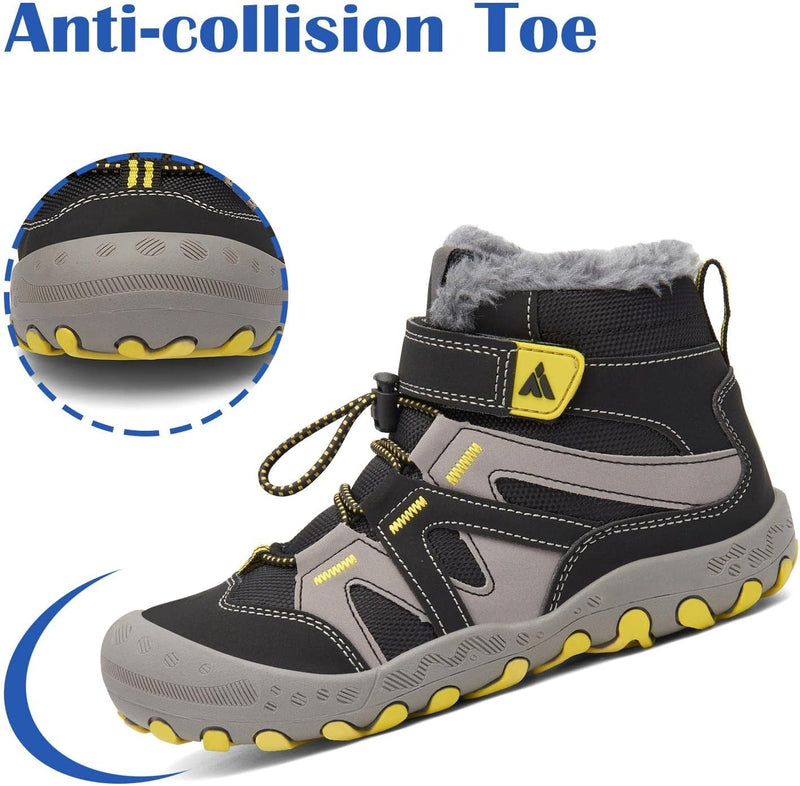 Mishansha Kinder Outdoor Winterschuhe Warm Gefüttert Winterstiefel, Gr.24-38 29 EU Ebenholz Schwarz,