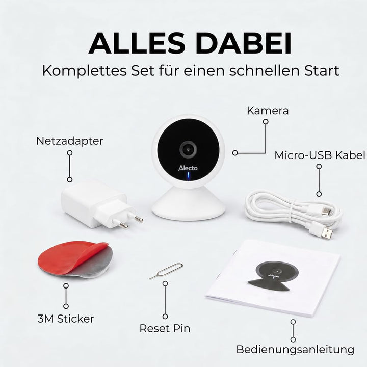 Alecto Smartbaby5 Babyphone mit Kamera - WLAN Babyphone mit Kamera - Gegensprechfunktion - Infrarot-