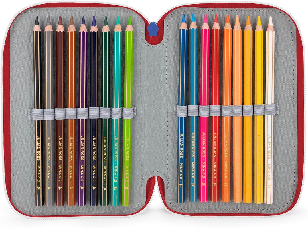 3-Fach Federmäppchen Jungen Gefüllt für Sonic Fan – Schulmäppchen Set 46 Teile mit Radierbaren Stift