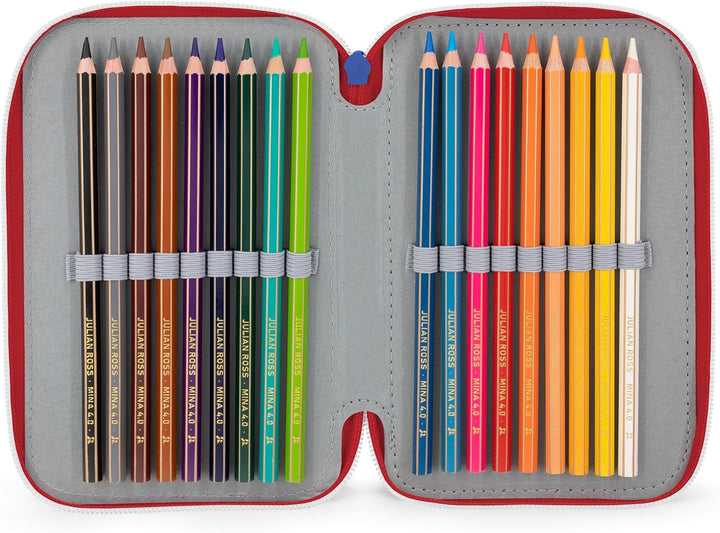 3-Fach Federmäppchen Jungen Gefüllt für Sonic Fan – Schulmäppchen Set 46 Teile mit Radierbaren Stift