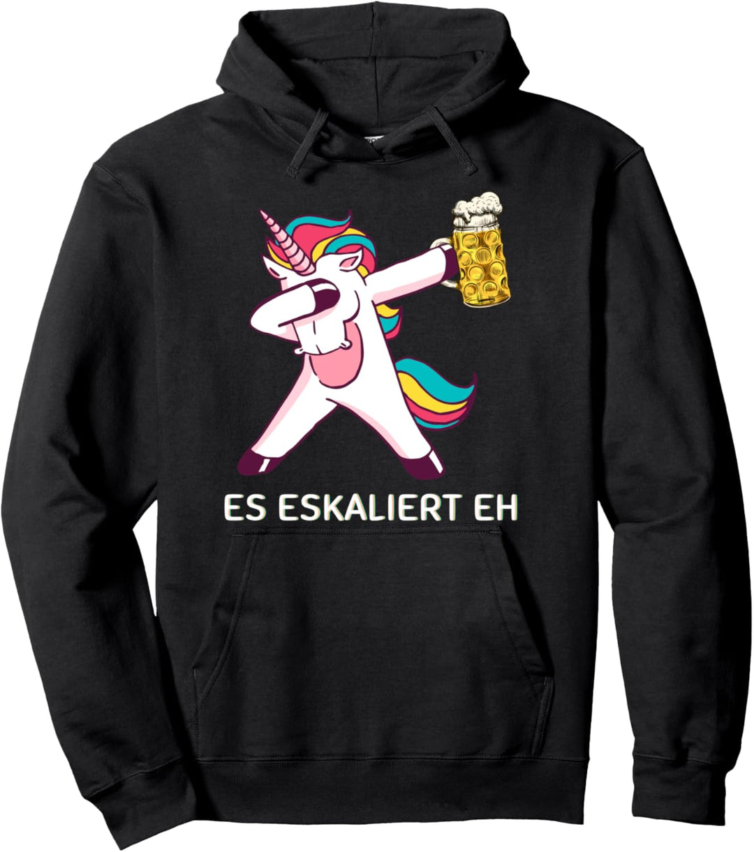 Es eskaliert eh Dabbing Einhorn mit Bier Unicorn & Bierkrug Pullover Hoodie