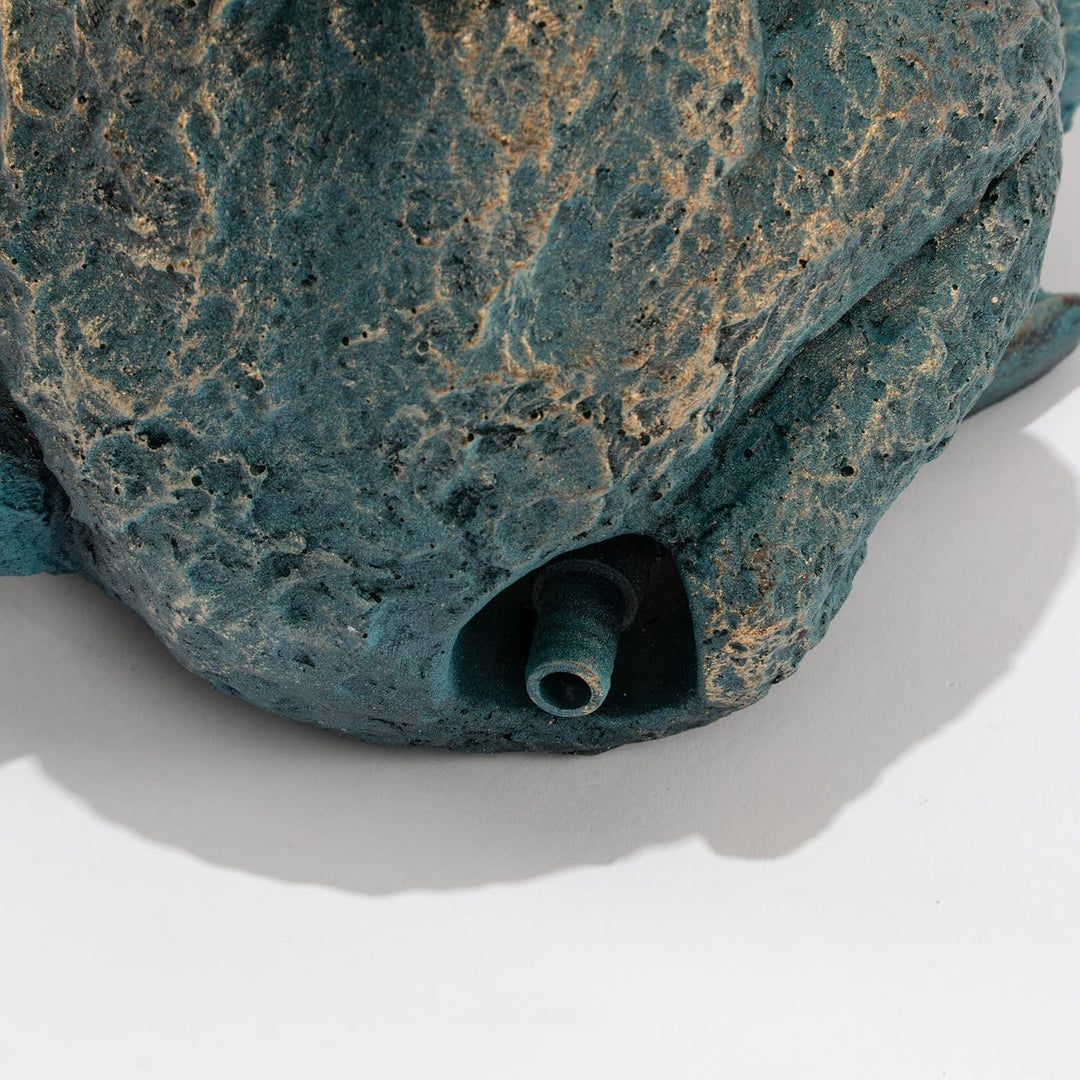 Esotec Wasserspeier-Figur Schnecke auf Frosch Max & Moritz, Einzelfigur mit Schlauch, Altkupfer-Desi