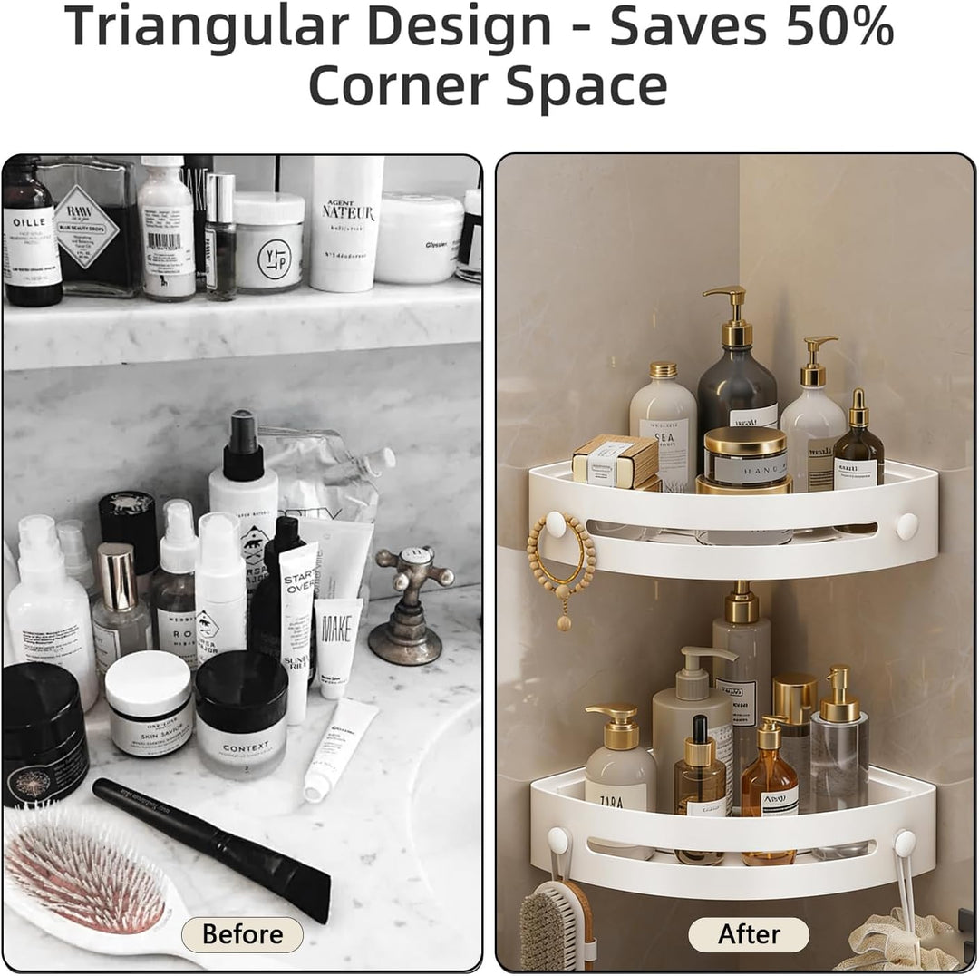 Weiss Duschablage Ecke 2er-Set, Duschregal Ohne Bohren Ecke Duschregal aus Kunststoff Shampoo Halter