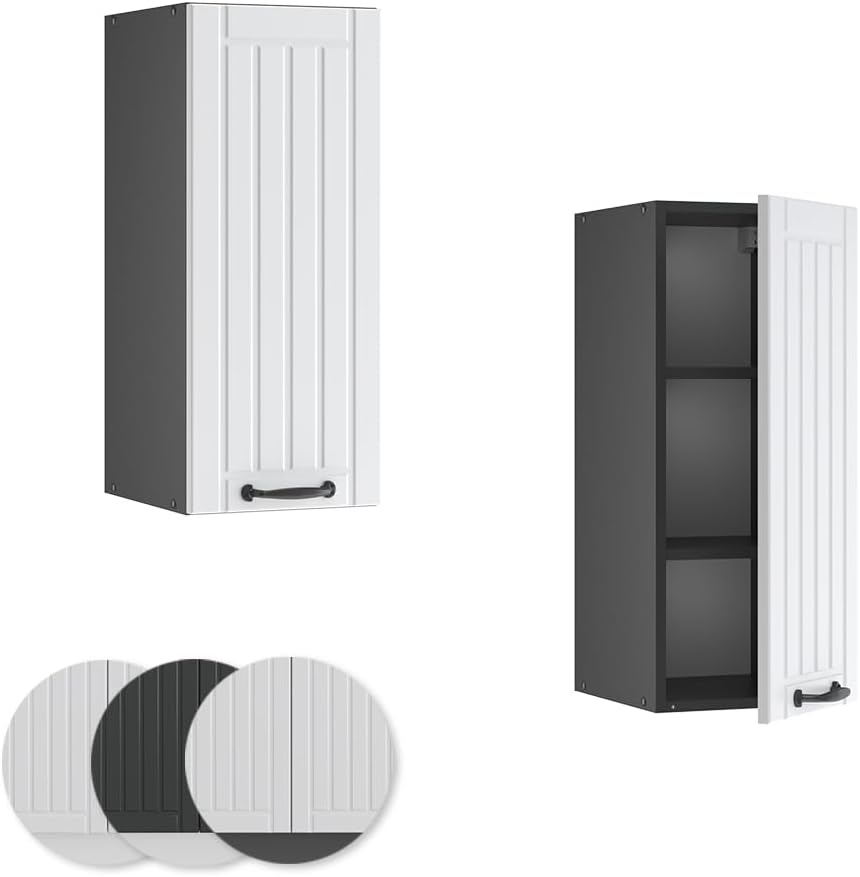 Vicco Hängeschrank Fame-Line, Weiss Landhaus/Anthrazit, 30 cm Weiss Landhaus Hängeschrank 30 cm, Wei