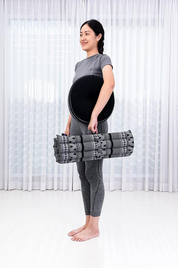 Leewadee Meditationsset Yogaset aus Meditationskissen Zafu und Kleiner rollbarer Sitzmatte Zabuton Ö