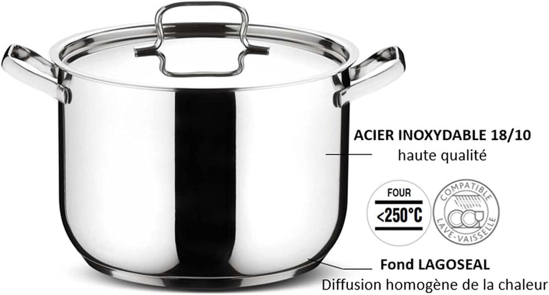 Lagostina Sfiziosa Topfset für alle Herdarten aus Edelstahl 18/10, 24 Teile, 3-Lagiger Lagoseal-Plus